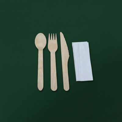 4Pcs Wooden Cutlery Kit